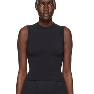 Skims Stretch Cotton Jersey Mock Neck Tank Top